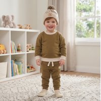 J16611: Boys Sweatshirt & Jog pant Outfit With True Knit Beanie (2-4 Years)